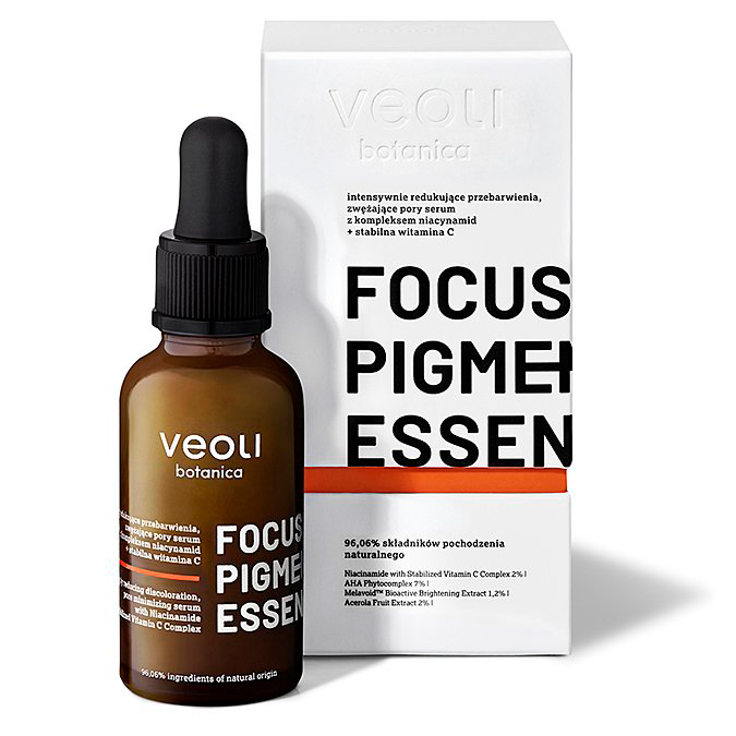 Veoli Botanica - Focus Pigmentation Essence - Intensywnie Redukujące Przebarwienia oraz Zwężające Pory Serum z Kompleksem Niacynamid + Stabilna Witamina C