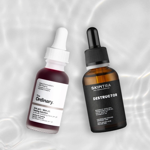 SkinTra Destructor vs. The Ordinary AHA 30% + BHA 2% Peeling Solution - porównanie hitowych peelingów kwasowych