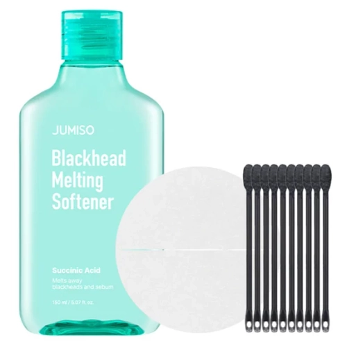 Jumiso - Blackhead Melting Softner + Cotton Pads + Cotton Swab - Zestaw do Usuwania Wągrów + Płatki i Patyczki - 150ml/40szt/10szt