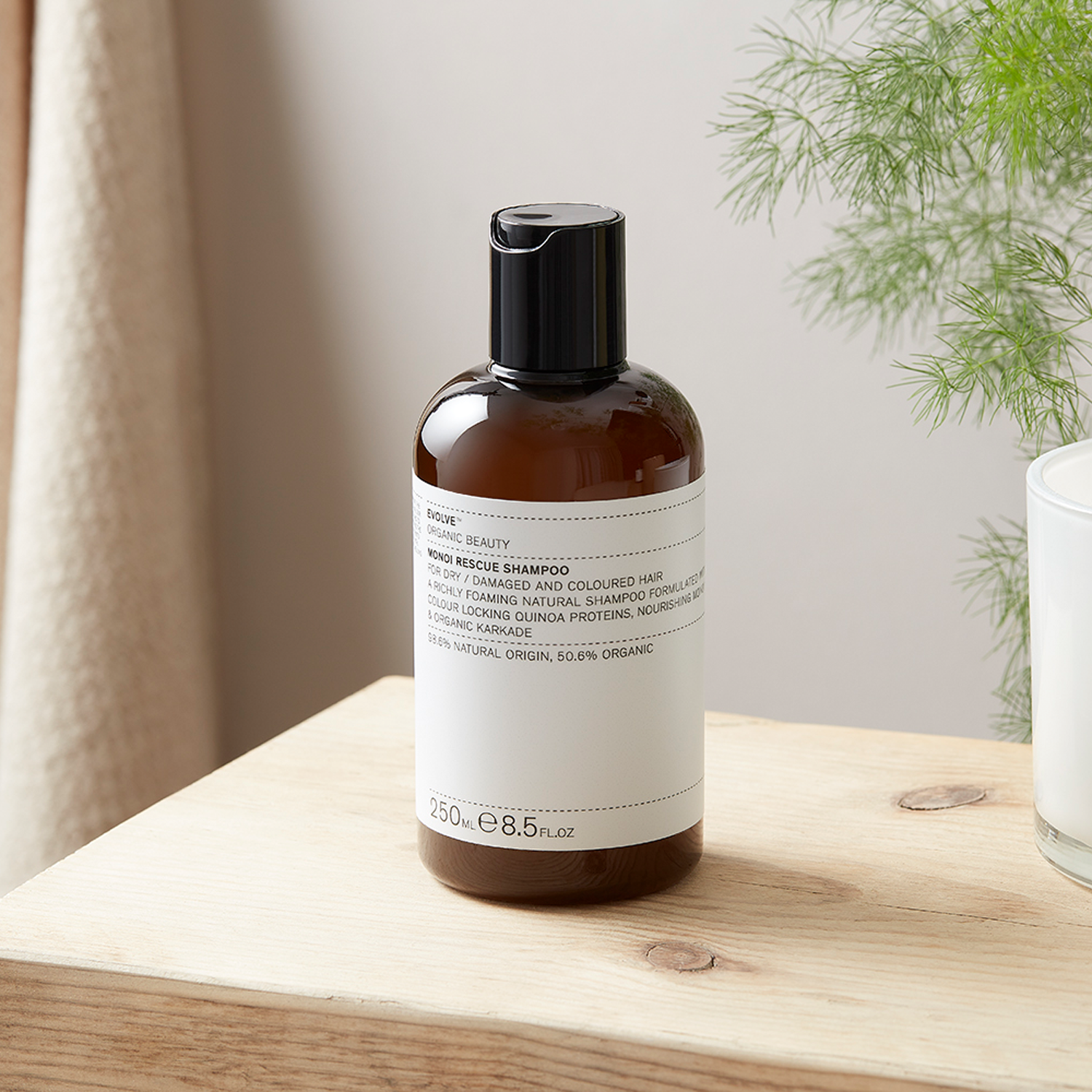 szampon do włosów farbowanych - Evolve Organic Beauty - Monoi Rescue Natural Shampoo