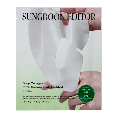 Sungboon Editor - Deep Collagen Cica Teatree Soothing Mask - Kojąca Maska Hydrożelowa do Twarzy - 1szt/37g