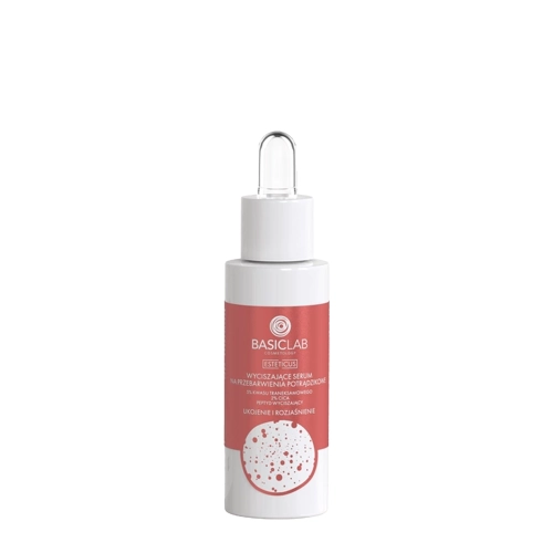 BasicLab - Esteticus - Wyciszające Serum na Przebarwienia Potrądzikowe, 5% Kwasu Traneksamowego, 2% CICA, Peptyd Wyciszający - 30ml