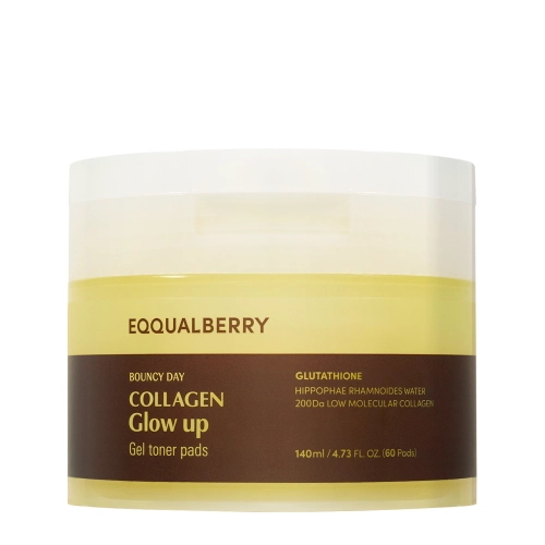 EQQUALBERRY - Collagen Glow Up Gel Toner Pad - Rozświetlające Płatki do Twarzy - 60szt/140ml